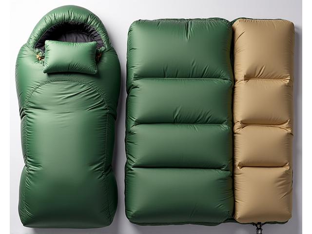 Integrated sleeping system components (pad, bag, liner) laid out together